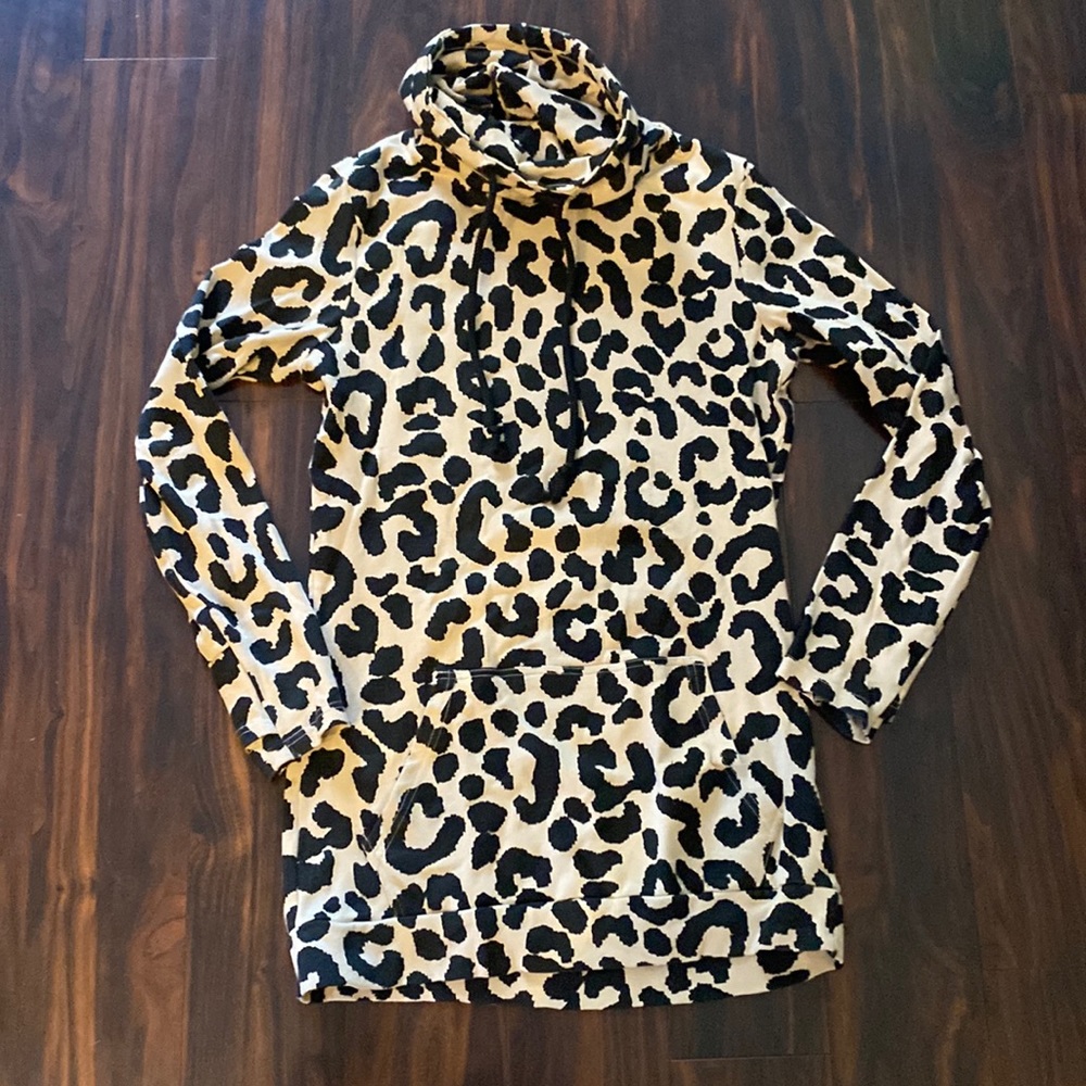 Leopard Print Cowl Neck Sweatshirt